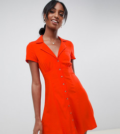 Короткое приталенное платье на пуговицах ASOS DESIGN Tall - Красный