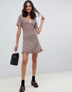 Полосатое чайное платье мини в рубчик на пуговицах ASOS DESIGN - Мульти