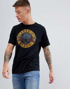 Черная футболка с принтом Guns N Roses Pull&Bear - Черный