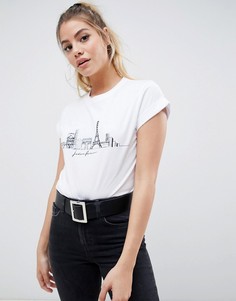 Футболка с принтом парижского пейзажа ASOS DESIGN - Белый