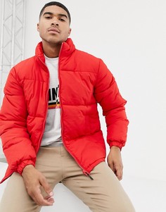 Красная дутая куртка с высоким воротом Bershka - Красный