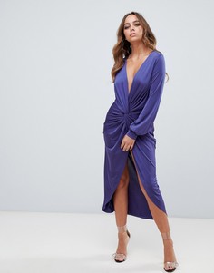 Платье миди цвета индиго Boohoo - Темно-синий