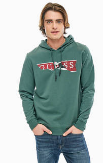 Хлопковая толстовка зеленого цвета с карманами Guess