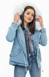 Демисезонная джинсовая куртка с отделкой мехом Guess