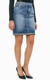 Короткая джинсовая юбка с декором Guess