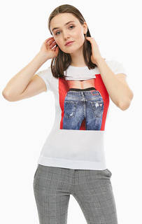 Белая хлопковая футболка с короткими рукавами Guess