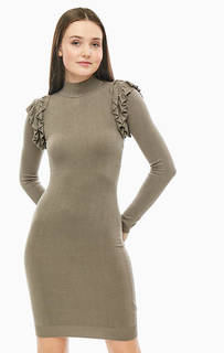 Платье цвета хаки из вискозы с длинными рукавами Marciano Guess