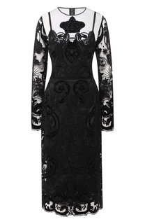 Кружевное платье-миди с прозрачной вставкой Dolce & Gabbana