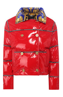 Двубортная куртка с контрастным воротником Versace