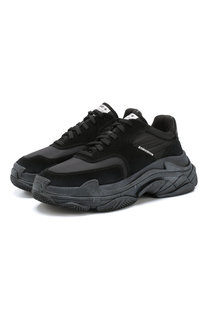 Кожаные кроссовки Triple S с текстильной отделкой Balenciaga