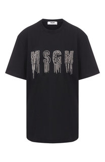 Хлопковая футболка с декоративной отделкой MSGM
