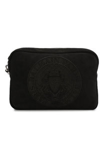 Кожаный клатч с логотипом бренда Balmain