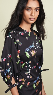 Cynthia Rowley Ruched Tie Sleeve Mini Dress