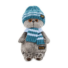 Мягкая игрушка Budi Basa Кот Басик в голубой вязаной шапке и шарфе, 22 см