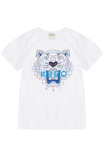 Белая футболка с синим тигром Kenzo