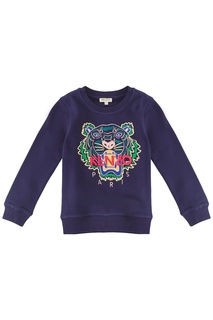 Синий свитшот с разноцветной аппликацией Kenzo