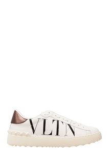 Белые кожаные кроссовки с принтом Valentino