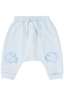 Свободные голубые брюки с вышивкой Kenzo