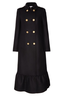 Черное шерстяное пальто RED Valentino