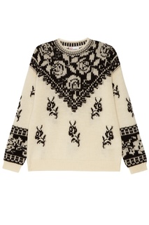 Белый шерстяной джемпер с узором RED Valentino