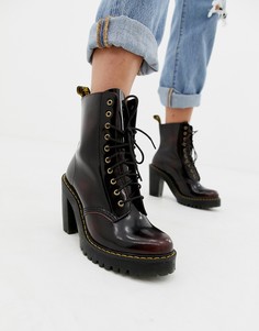 Кожаные ботильоны вишневого цвета Dr Martens Kendra - Красный