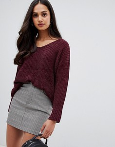 Джемпер из синели с v-образным вырезом Brave Soul - Фиолетовый