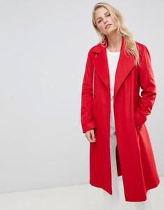 Пальто с запахом и поясом Helene Berman - Красный