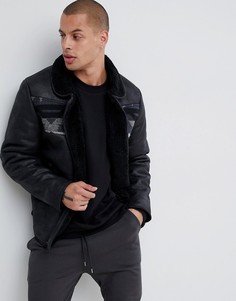 Черная куртка из искусственной овечьей шерсти с ацтекским узором ASOS DESIGN - Черный