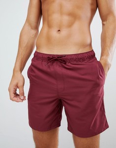 Бордовые шорты для плавания средней длины ASOS DESIGN - Красный