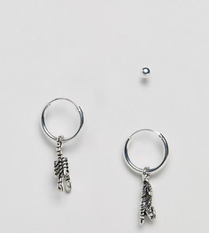 Серебряные серьги-кольца с подвесками и серьги-гвоздики ASOS DESIGN - Серебряный