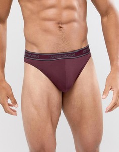 Бордовые стринги с логотипом Emporio Armani - Красный
