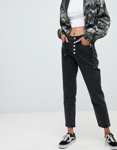 Черные джинсы в винтажном стиле с пятью пуговицами Pull&bear - Черный