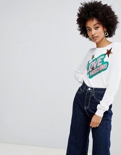 Джемпер с логотипом и отделкой пайетками Love Moschino - Белый