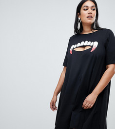 Платье мини с принтом клыков ASOS DESIGN Curve Halloween - Мульти