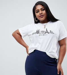 Футболка с принтом Paris city ASOS DESIGN Curve - Белый