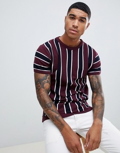 Футболка ягодного цвета с полосками River Island - Красный