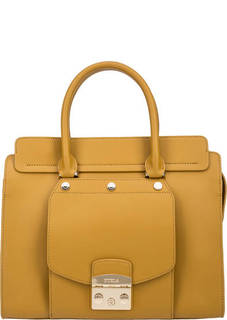 Сумка из гладкой кожи желтого цвета Metropolis Magia Furla