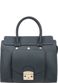 Сумка из гладкой кожи синего цвета Metropolis Magia Furla