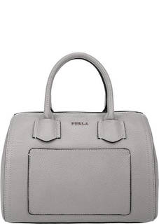 Серая кожаная сумка с короткими ручками Alba Furla