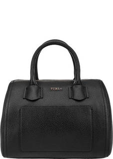 Черная кожаная сумка с короткими ручками Alba Furla