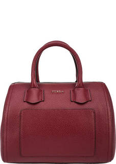 Бордовая кожаная сумка с короткими ручками Alba Furla