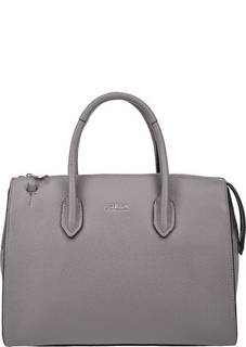 Серая кожаная сумка с одним отделом Pin Furla