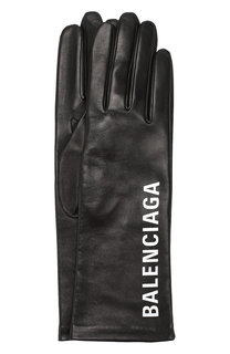 Кожаные перчатки с логотипом бренда Balenciaga