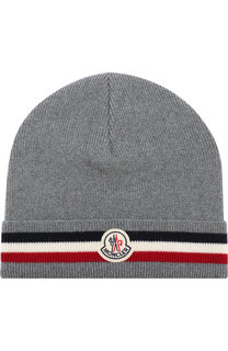 Шерстяная шапка с логотипом бренда Moncler