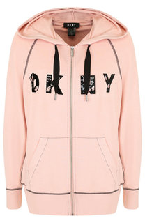 Кардиган на молнии с капюшоном и логотипом бренда DKNY