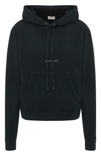 Хлопковый пуловер с капюшоном Saint Laurent