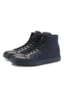 Высокие комбинированные кеды на шнуровке Santoni