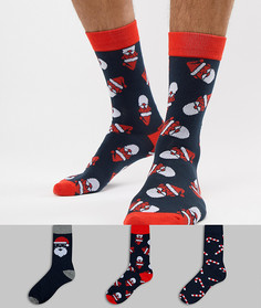 3 пары новогодних носков в подарочной упаковке Jack & Jones - Темно-синий