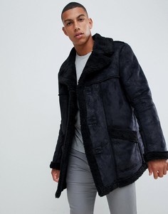 Черная куртка из искусственной овечьей шерсти ASOS DESIGN - Черный