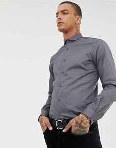 Темно-серая рубашка скинни Twisted Tailor - Серый